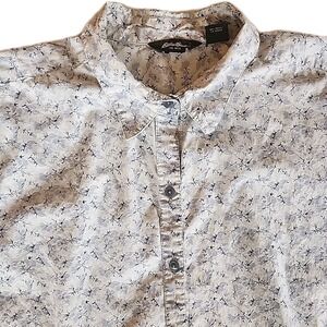 Eddie Bauer Womens‎ Button Up Top 2XL Blue Ditsy Floral Cottage Prairie Preppy